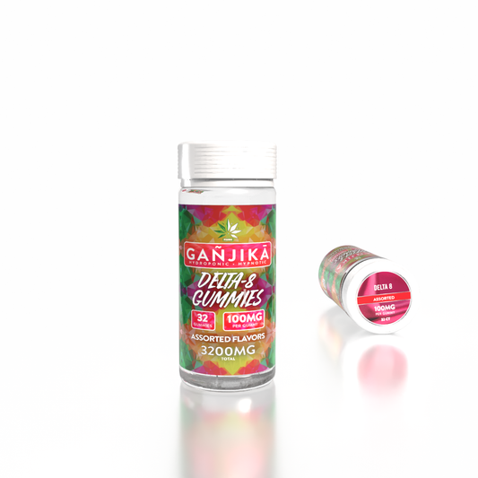 GANJIKA GUMMIES D8 100MG 3.5G 32CT/PK "D8 3200 MG Jar"