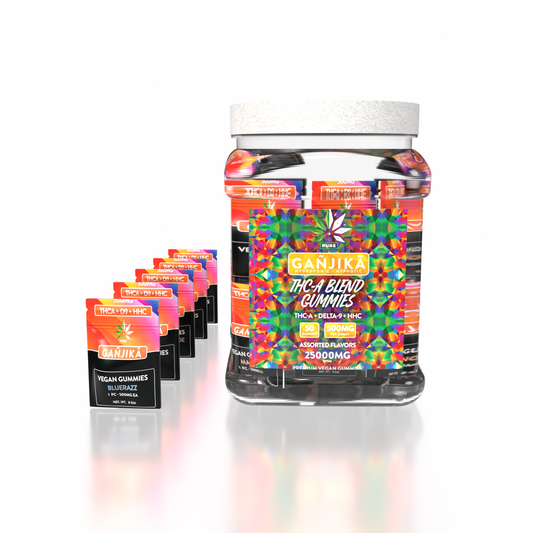 GANJIKA GUMMIES THC-A 500MG 8.5G 1CT/50PK "THC-A 25000 MG Pouch Jar"